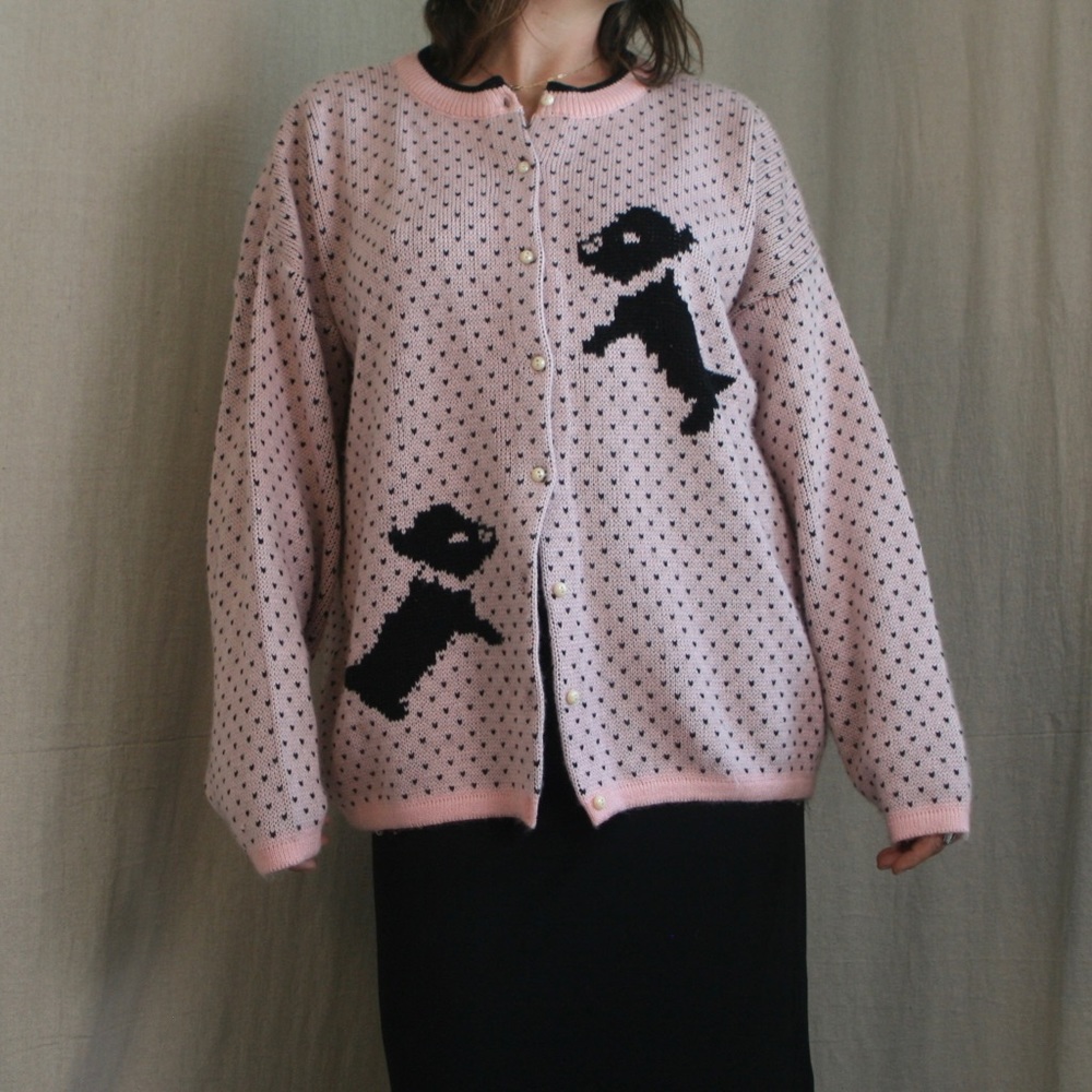 Vintage Polka Dot Terrier Cardigan Sweater